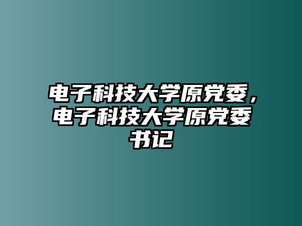 電子科技大學原黨委，電子科技大學原黨委書記