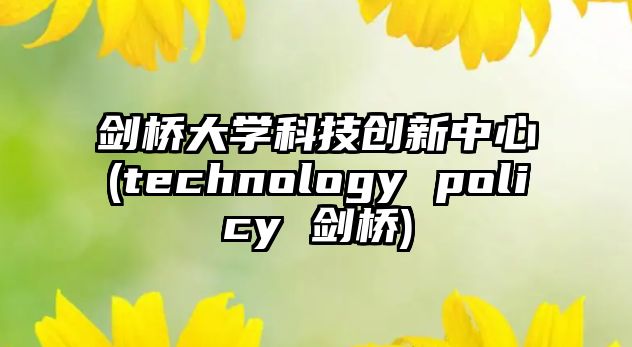 劍橋大學科技創(chuàng)新中心(technology policy 劍橋)