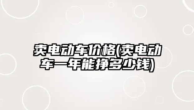 賣電動車價格(賣電動車一年能掙多少錢)