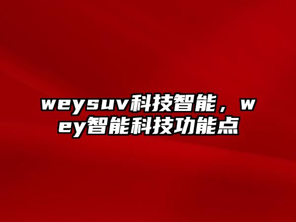 weysuv科技智能，wey智能科技功能點