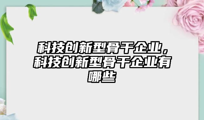 科技創(chuàng)新型骨干企業(yè)，科技創(chuàng)新型骨干企業(yè)有哪些