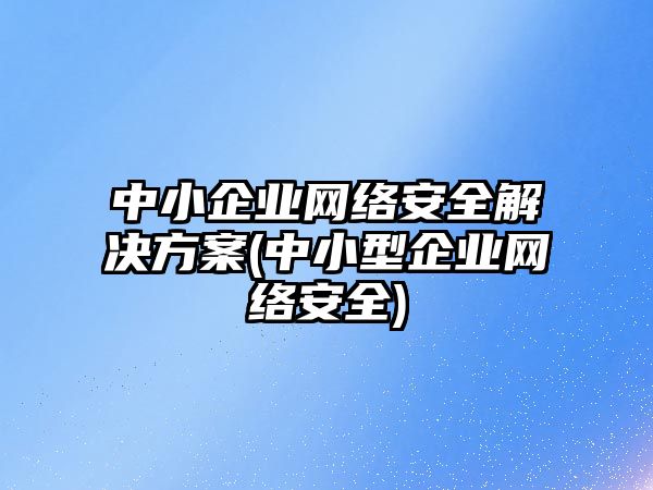 中小企業(yè)網(wǎng)絡安全解決方案(中小型企業(yè)網(wǎng)絡安全)