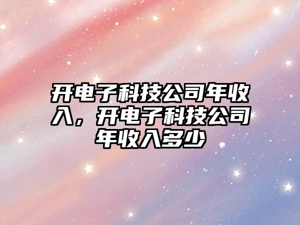 開電子科技公司年收入，開電子科技公司年收入多少