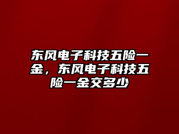 東風電子科技五險一金，東風電子科技五險一金交多少