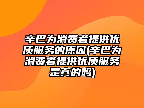 辛巴為消費(fèi)者提供優(yōu)質(zhì)服務(wù)的原因(辛巴為消費(fèi)者提供優(yōu)質(zhì)服務(wù)是真的嗎)