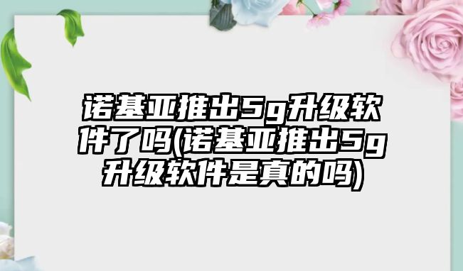 諾基亞推出5g升級軟件了嗎(諾基亞推出5g升級軟件是真的嗎)