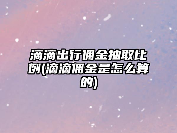 滴滴出行傭金抽取比例(滴滴傭金是怎么算的)