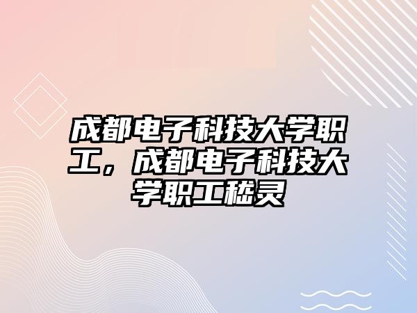 成都電子科技大學(xué)職工，成都電子科技大學(xué)職工嵇靈