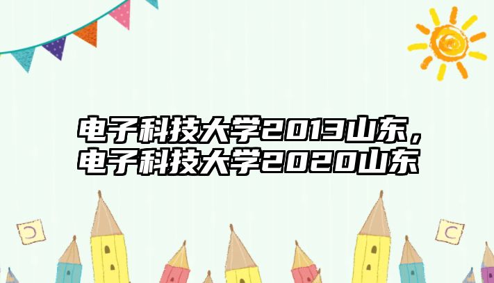 電子科技大學(xué)2013山東，電子科技大學(xué)2020山東