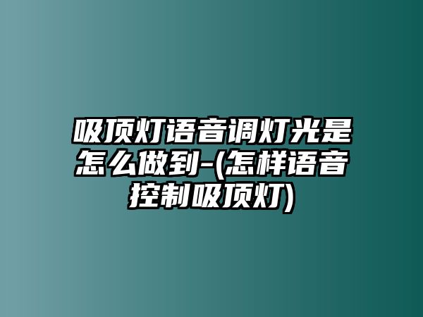 吸頂燈語音調(diào)燈光是怎么做到-(怎樣語音控制吸頂燈)