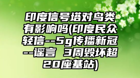 印度信號(hào)塔對(duì)鳥類有影響嗎(印度民眾輕信--5g傳播新冠--謠言 3周毀壞超20座基站)