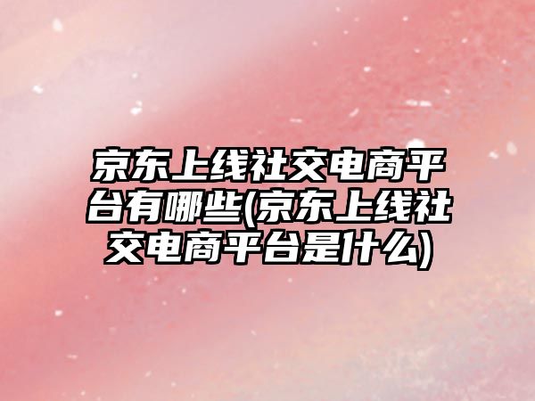 京東上線社交電商平臺有哪些(京東上線社交電商平臺是什么)