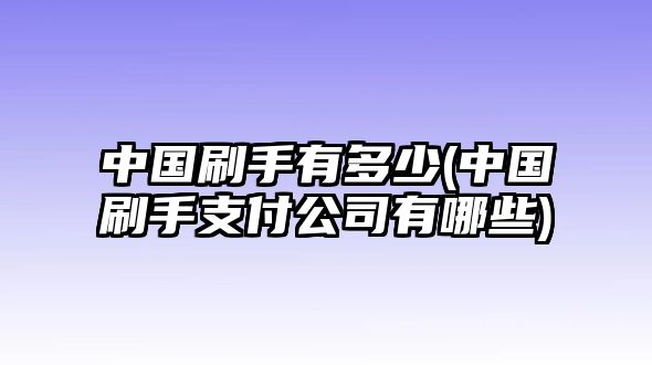 中國刷手有多少(中國刷手支付公司有哪些)