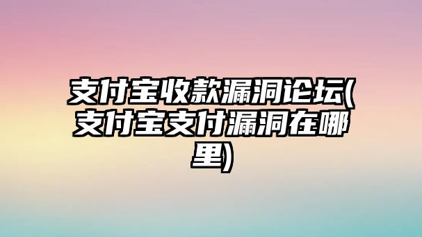 支付寶收款漏洞論壇(支付寶支付漏洞在哪里)