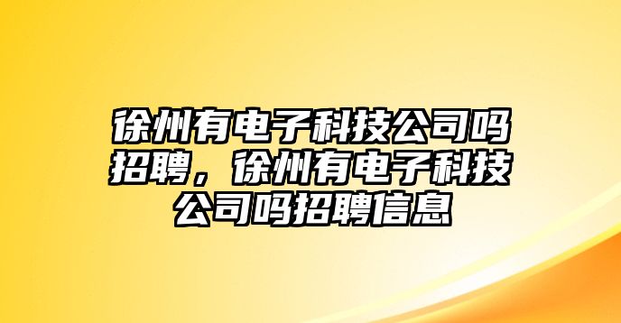 徐州有電子科技公司嗎招聘，徐州有電子科技公司嗎招聘信息