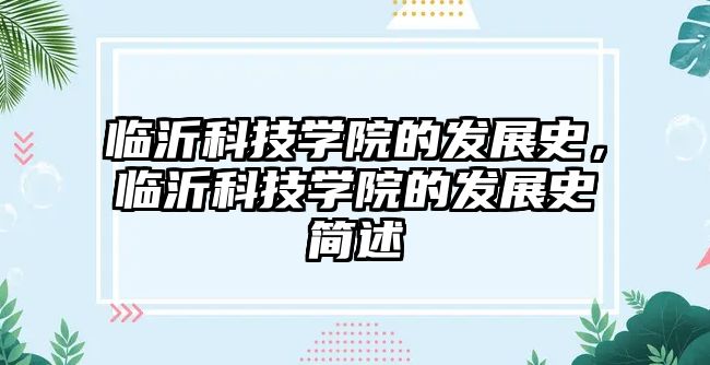 臨沂科技學(xué)院的發(fā)展史，臨沂科技學(xué)院的發(fā)展史簡述