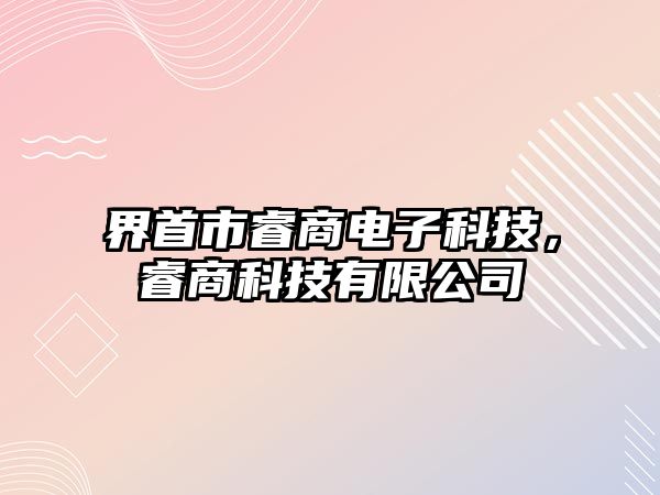 界首市睿商電子科技，睿商科技有限公司