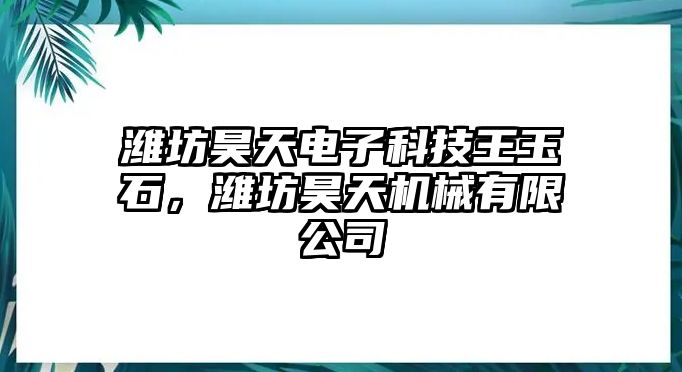 濰坊昊天電子科技王玉石，濰坊昊天機械有限公司