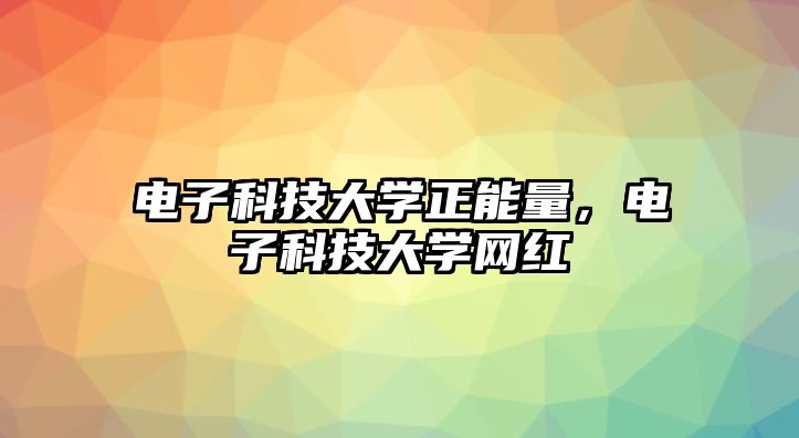 電子科技大學(xué)正能量，電子科技大學(xué)網(wǎng)紅