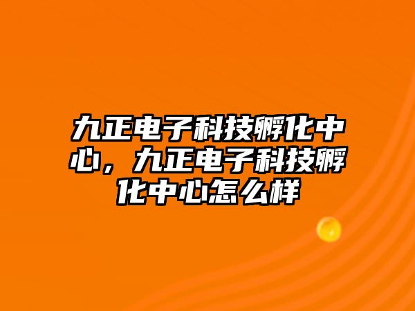 九正電子科技孵化中心，九正電子科技孵化中心怎么樣