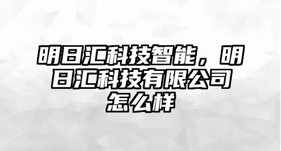 明日匯科技智能，明日匯科技有限公司怎么樣