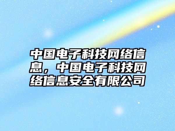 中國(guó)電子科技網(wǎng)絡(luò)信息，中國(guó)電子科技網(wǎng)絡(luò)信息安全有限公司