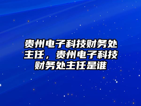 貴州電子科技財(cái)務(wù)處主任，貴州電子科技財(cái)務(wù)處主任是誰(shuí)