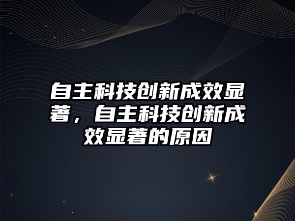 自主科技創(chuàng)新成效顯著，自主科技創(chuàng)新成效顯著的原因