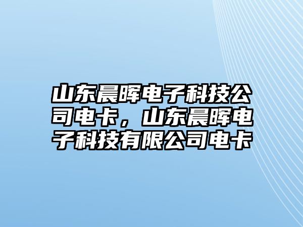 山東晨暉電子科技公司電卡，山東晨暉電子科技有限公司電卡