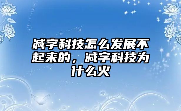 減字科技怎么發(fā)展不起來的，減字科技為什么火