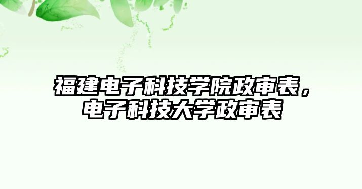 福建電子科技學院政審表，電子科技大學政審表