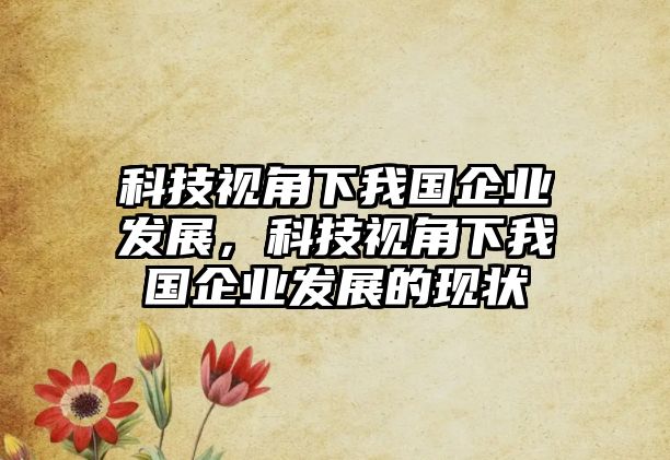 科技視角下我國(guó)企業(yè)發(fā)展，科技視角下我國(guó)企業(yè)發(fā)展的現(xiàn)狀