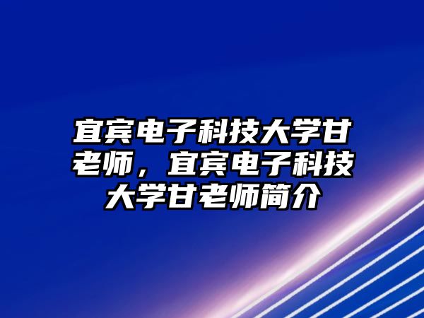 宜賓電子科技大學(xué)甘老師，宜賓電子科技大學(xué)甘老師簡(jiǎn)介