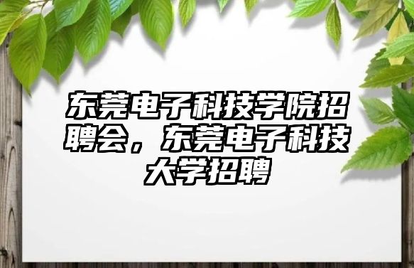 東莞電子科技學(xué)院招聘會，東莞電子科技大學(xué)招聘