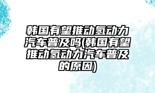 韓國有望推動氫動力汽車普及嗎(韓國有望推動氫動力汽車普及的原因)