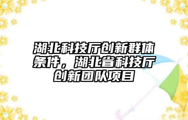 湖北科技廳創(chuàng)新群體條件，湖北省科技廳創(chuàng)新團隊項目