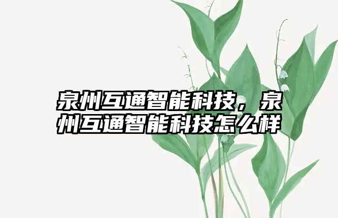 泉州互通智能科技，泉州互通智能科技怎么樣