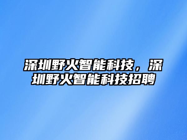 深圳野火智能科技，深圳野火智能科技招聘