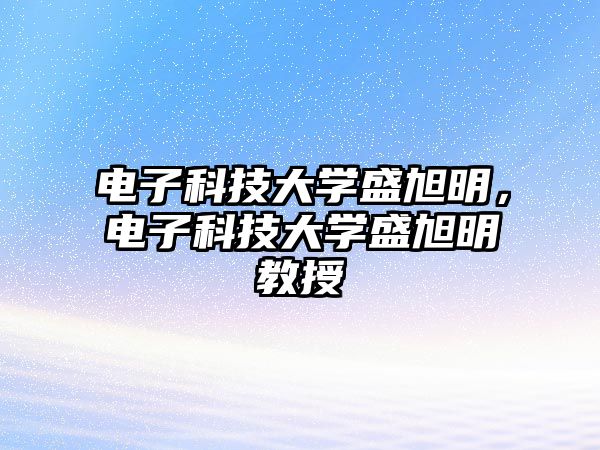 電子科技大學(xué)盛旭明，電子科技大學(xué)盛旭明教授