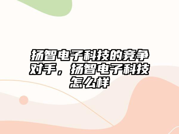 揚(yáng)智電子科技的競爭對手，揚(yáng)智電子科技怎么樣