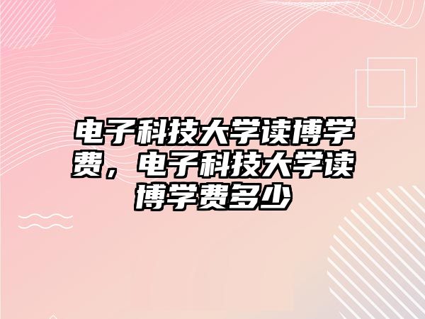 電子科技大學讀博學費，電子科技大學讀博學費多少